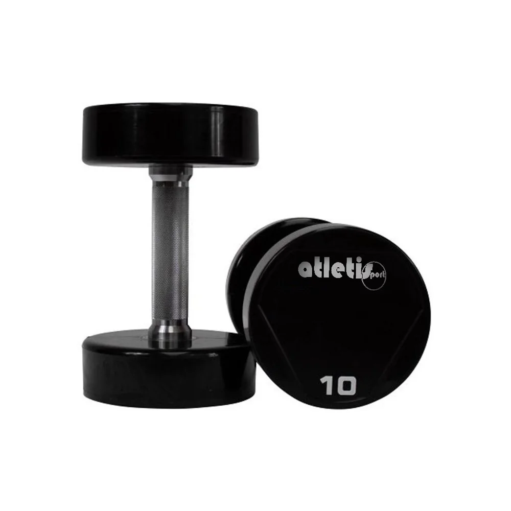 Paire d’haltères rondes de 2,5kg à 50kg en polyuréthane Atletisport A-HRPHQ