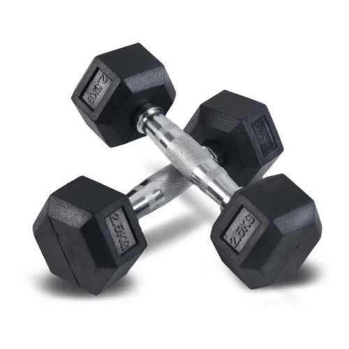 Haltères hexagonales en caoutchouc atletisport A-HHC de 2,5kg à 40kg
