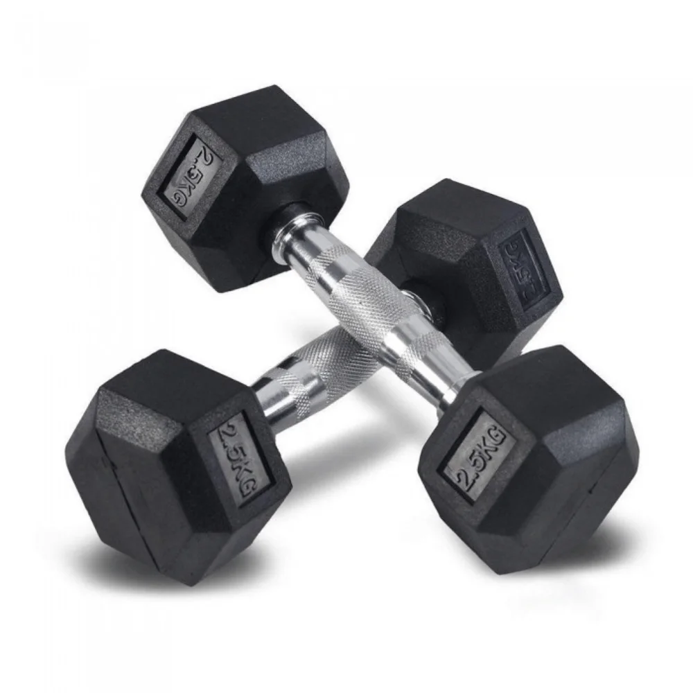 Haltères hexagonales en caoutchouc atletisport A-HHC de 2,5kg à 40kg